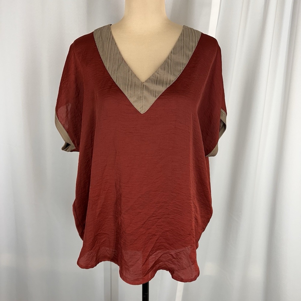 Melissa Paige Top Sz M V-Neck Pullover‎ Lightweight Tunic Boho Lagenlook